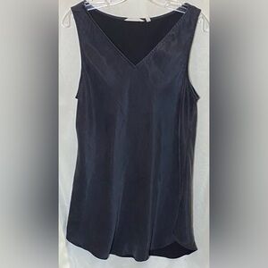 Soft Surroundings Silk-like Black Tunic Vneck Sleeveless Top